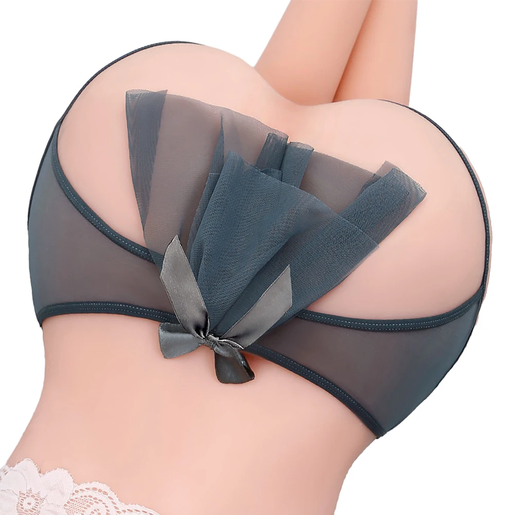 Women Open Butt G-string Open Crotch Underwear See Through Mesh Underpants Erotic Lingerie Bow Briefs Ladies Sex Panties