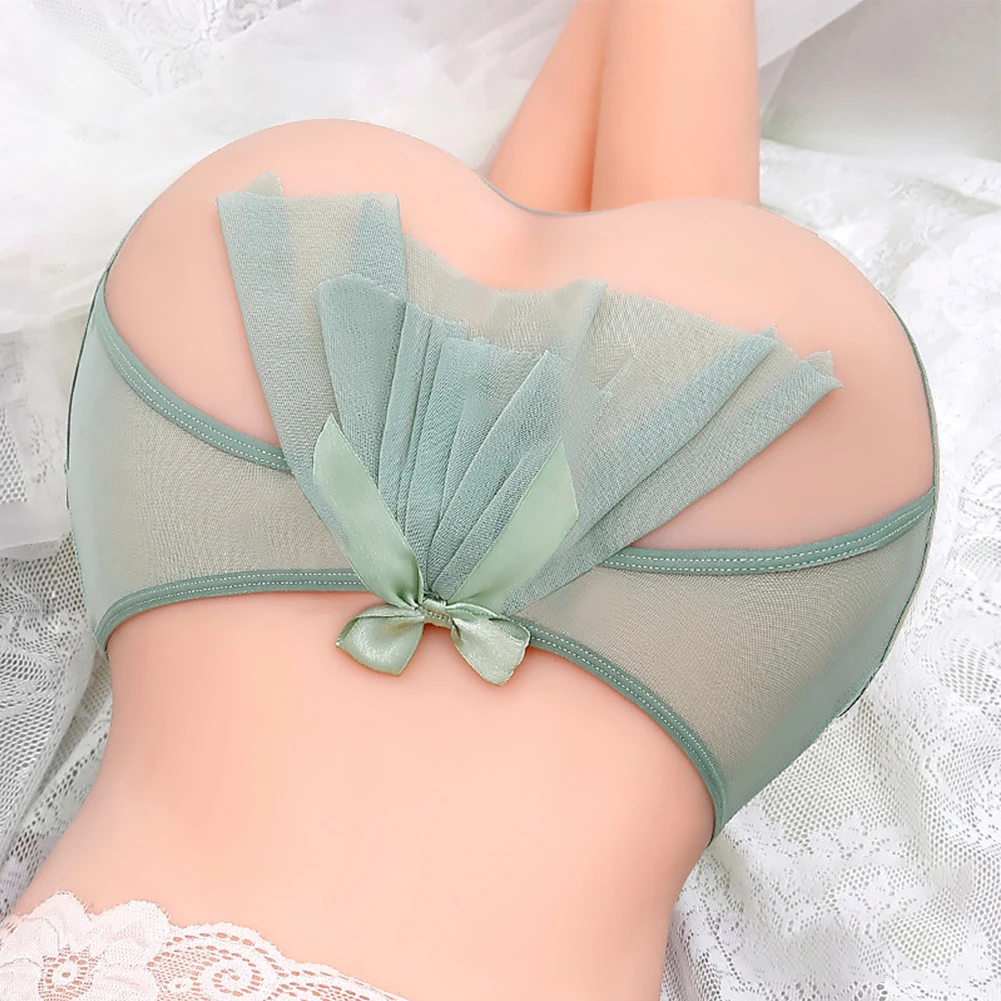 Women Open Butt G-string Open Crotch Underwear See Through Mesh Underpants Erotic Lingerie Bow Briefs Ladies Sex Panties