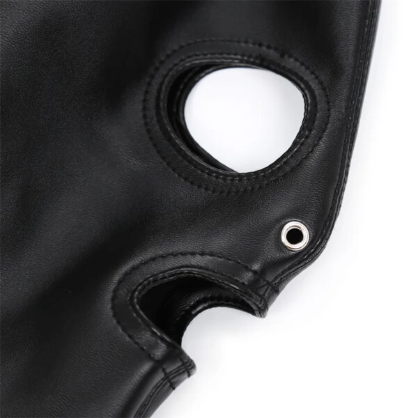 Role Play Steampunk Accessories of Unisex Leather Fetish Mask with Hair Ponytail Sexy Rave Festival Chest Belt Bondage Headgear