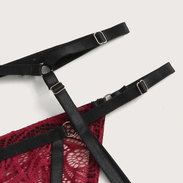 New Sexy Fashion Lace Lingerie Underwear Sleepwear Steel Ring Pajamas Garter Women Intimates Underwear Bra Panties Set Lingerie