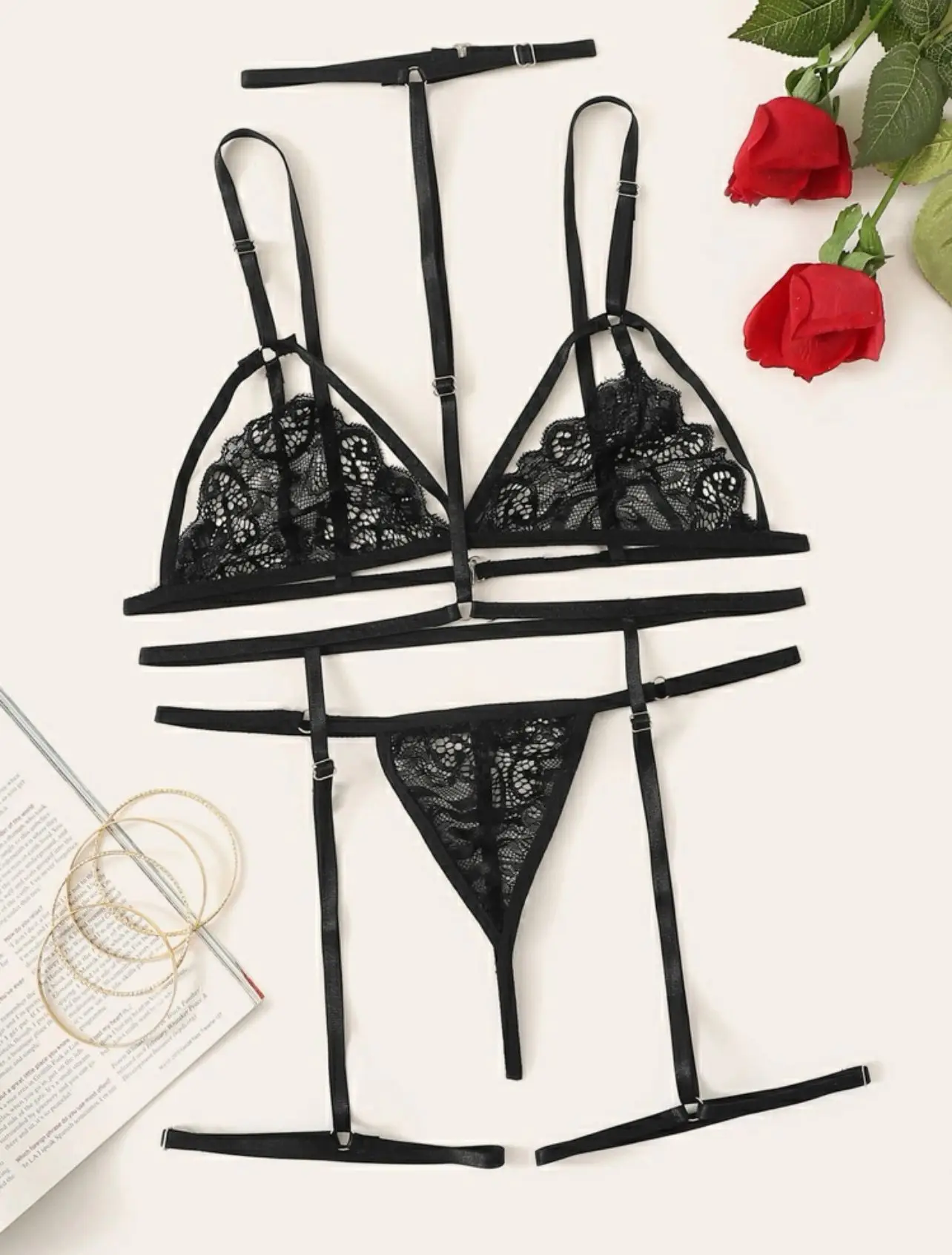 New Sexy Fashion Lace Lingerie Underwear Sleepwear Steel Ring Pajamas Garter Women Intimates Underwear Bra Panties Set Lingerie