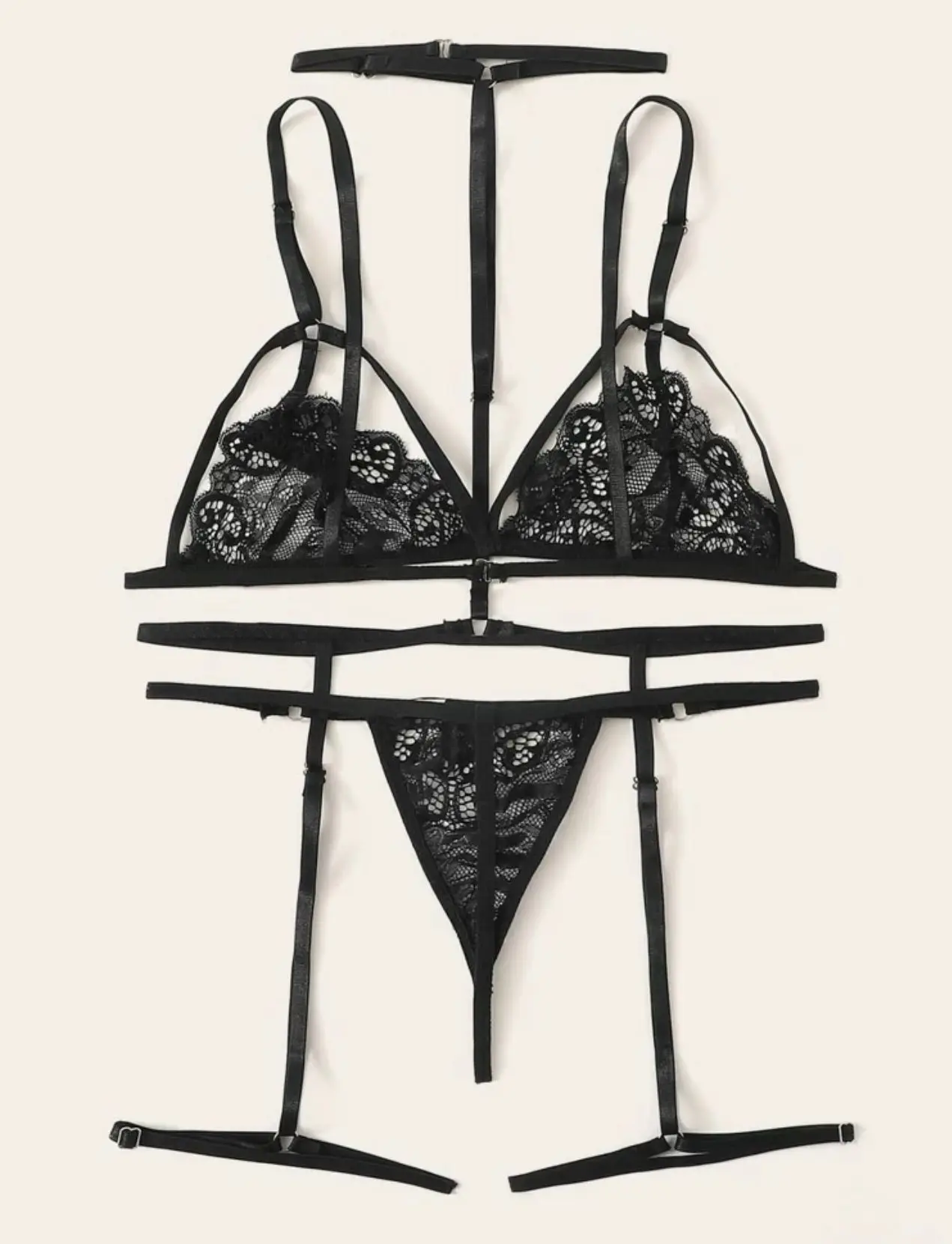 New Sexy Fashion Lace Lingerie Underwear Sleepwear Steel Ring Pajamas Garter Women Intimates Underwear Bra Panties Set Lingerie