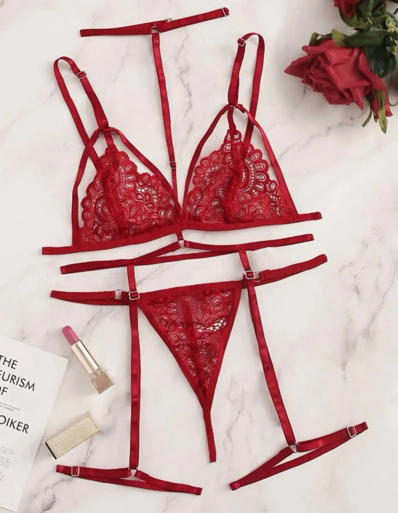 New Sexy Fashion Lace Lingerie Underwear Sleepwear Steel Ring Pajamas Garter Women Intimates Underwear Bra Panties Set Lingerie