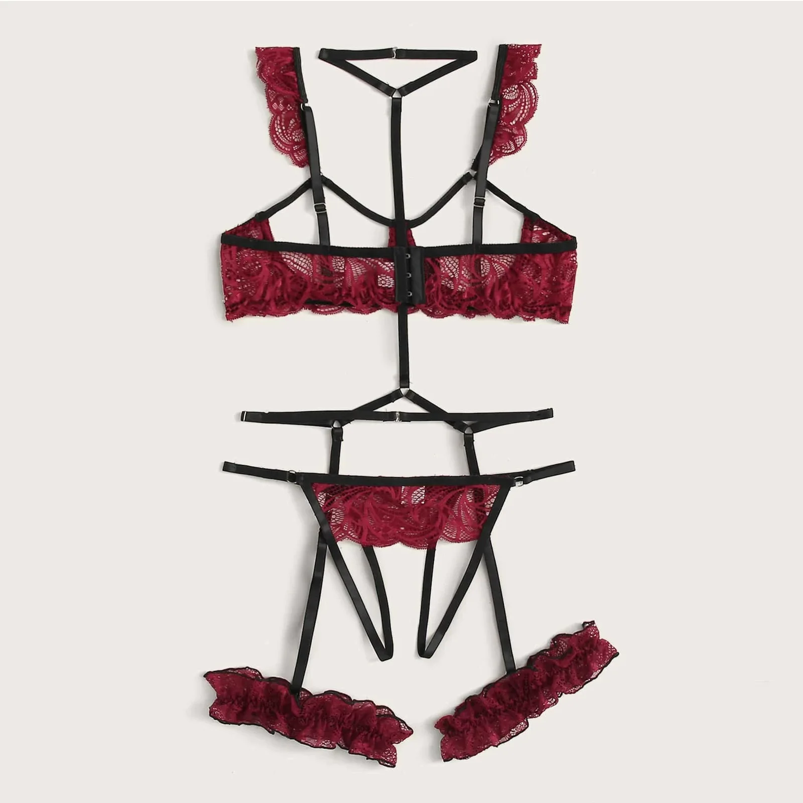 New Sexy Fashion Lace Lingerie Underwear Sleepwear Steel Ring Pajamas Garter Women Intimates Underwear Bra Panties Set Lingerie