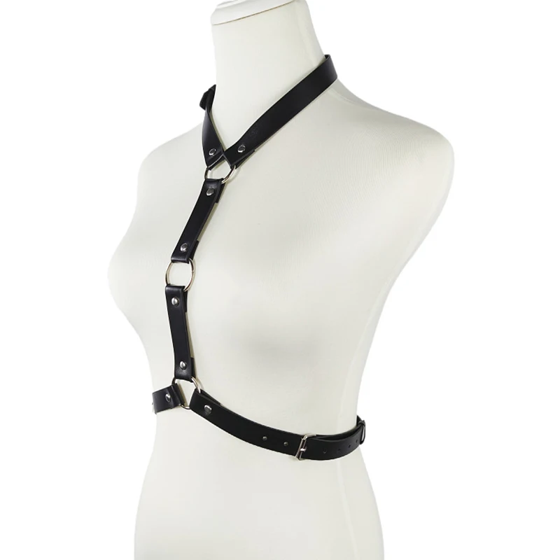 Porno Underwear Women PU Leather Body Harness Sexy Lingerie Rave Bdsm Bondage Garter Belt Sex Clothes Hot Erotic Baby Doll Dress
