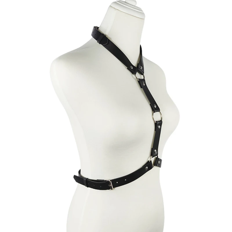 Porno Underwear Women PU Leather Body Harness Sexy Lingerie Rave Bdsm Bondage Garter Belt Sex Clothes Hot Erotic Baby Doll Dress