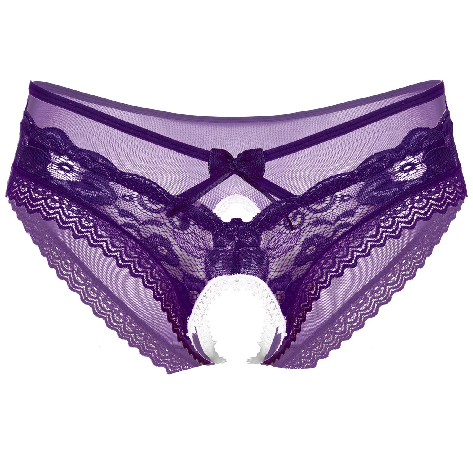 Mens Sissy Ruffled Lace Panties Sexy Underwear Lace Thong Enhance Pouch Bikini Briefs Low Rise Crotchless and Open But Jockstrap