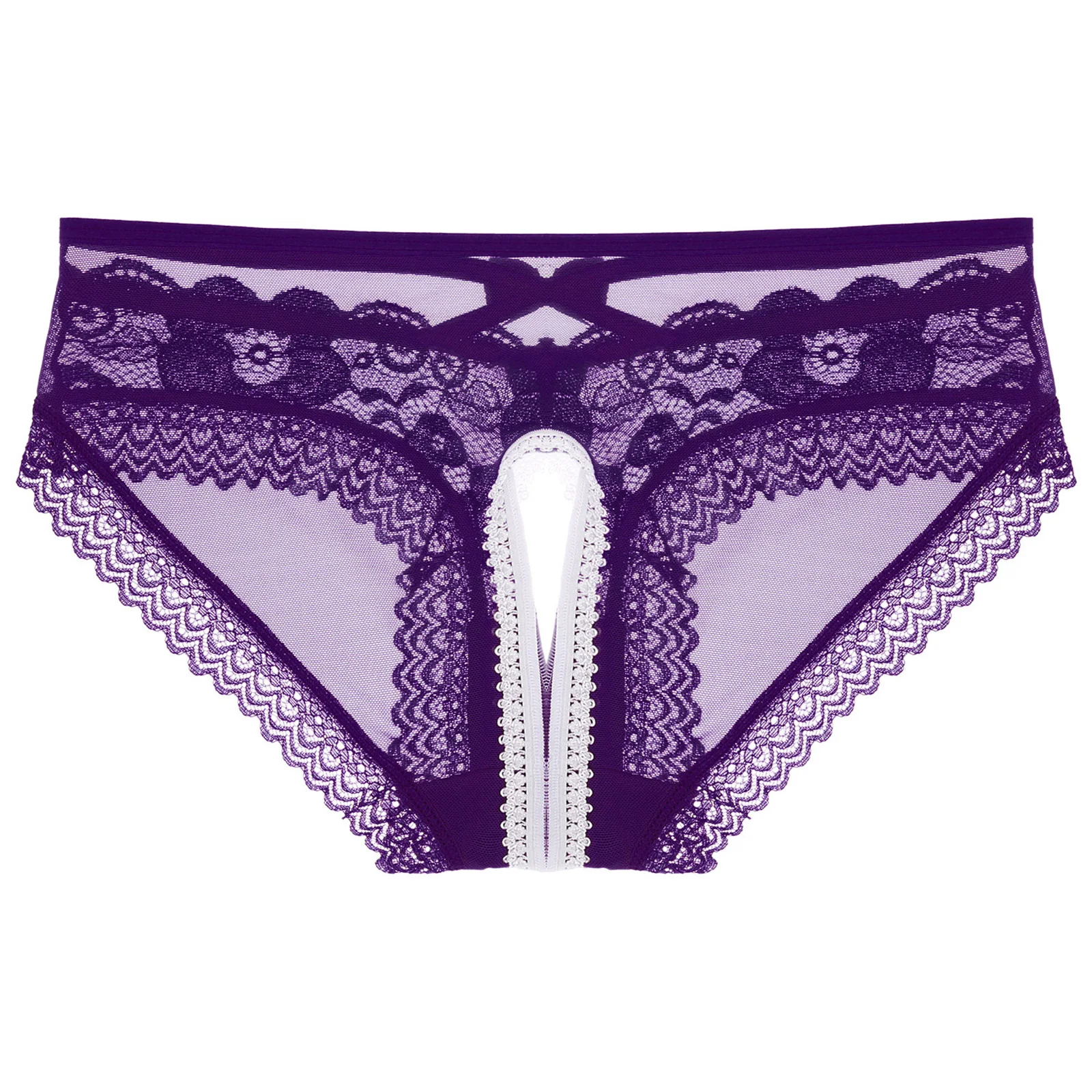 Mens Sissy Ruffled Lace Panties Sexy Underwear Lace Thong Enhance Pouch Bikini Briefs Low Rise Crotchless and Open But Jockstrap