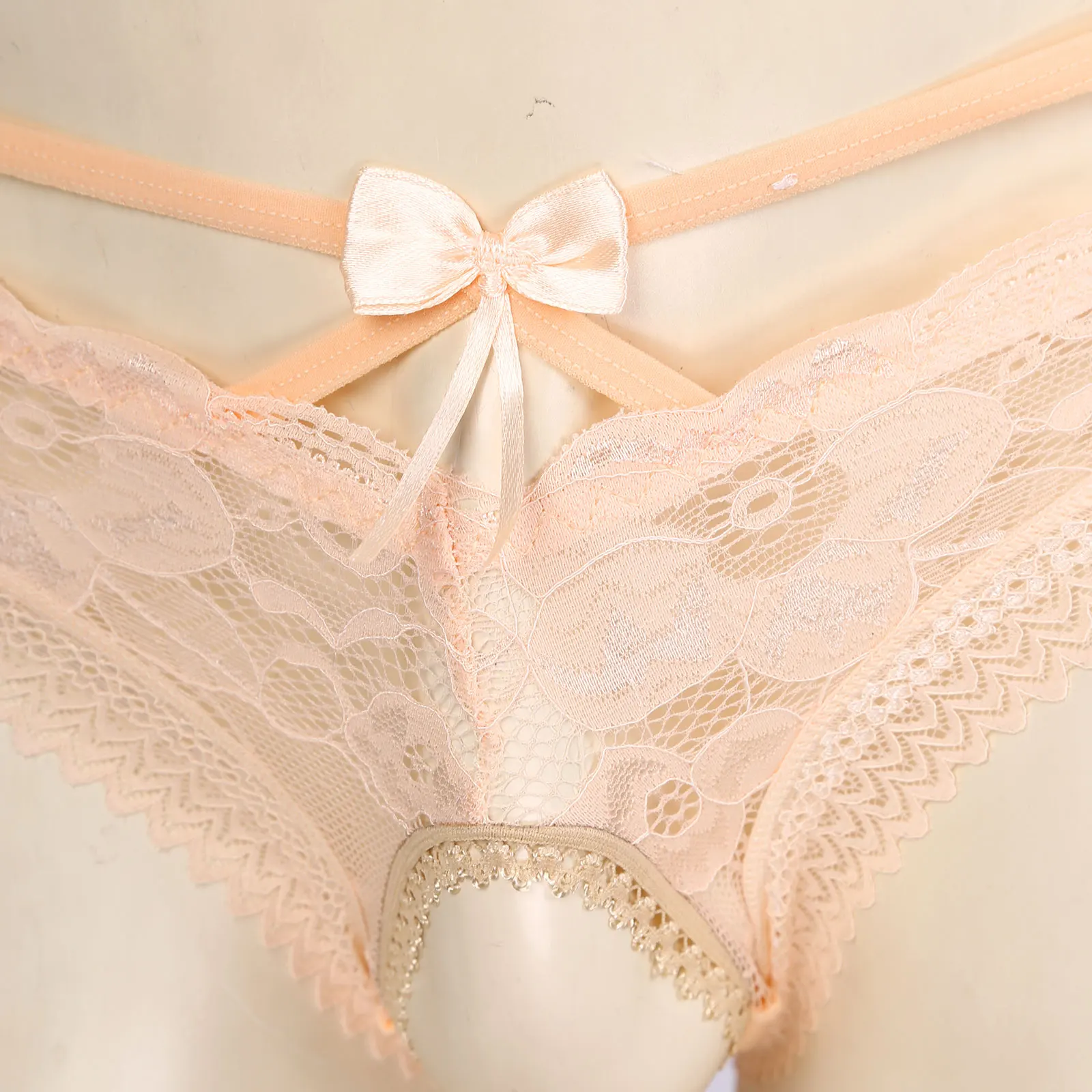 Mens Sissy Ruffled Lace Panties Sexy Underwear Lace Thong Enhance Pouch Bikini Briefs Low Rise Crotchless and Open But Jockstrap