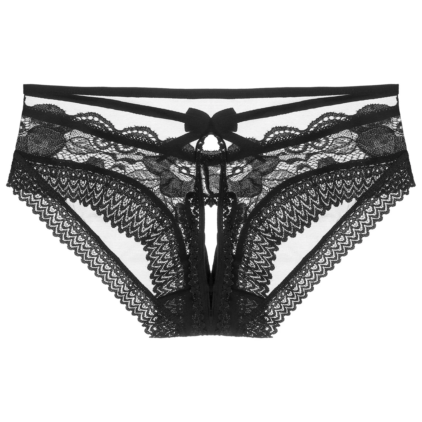Mens Sissy Ruffled Lace Panties Sexy Underwear Lace Thong Enhance Pouch Bikini Briefs Low Rise Crotchless and Open But Jockstrap