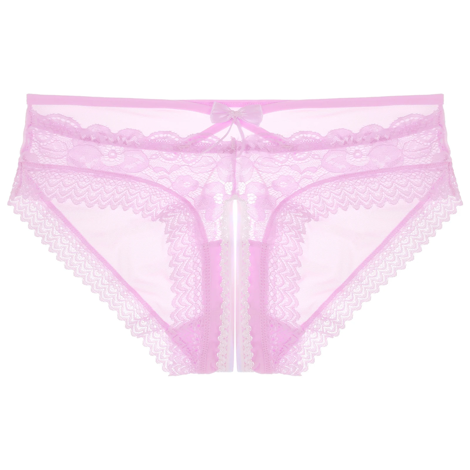 Mens Sissy Ruffled Lace Panties Sexy Underwear Lace Thong Enhance Pouch Bikini Briefs Low Rise Crotchless and Open But Jockstrap