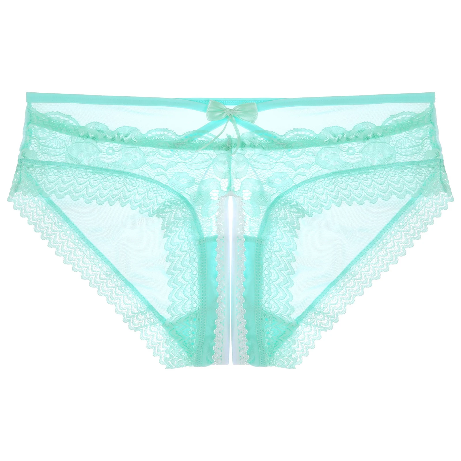 Mens Sissy Ruffled Lace Panties Sexy Underwear Lace Thong Enhance Pouch Bikini Briefs Low Rise Crotchless and Open But Jockstrap