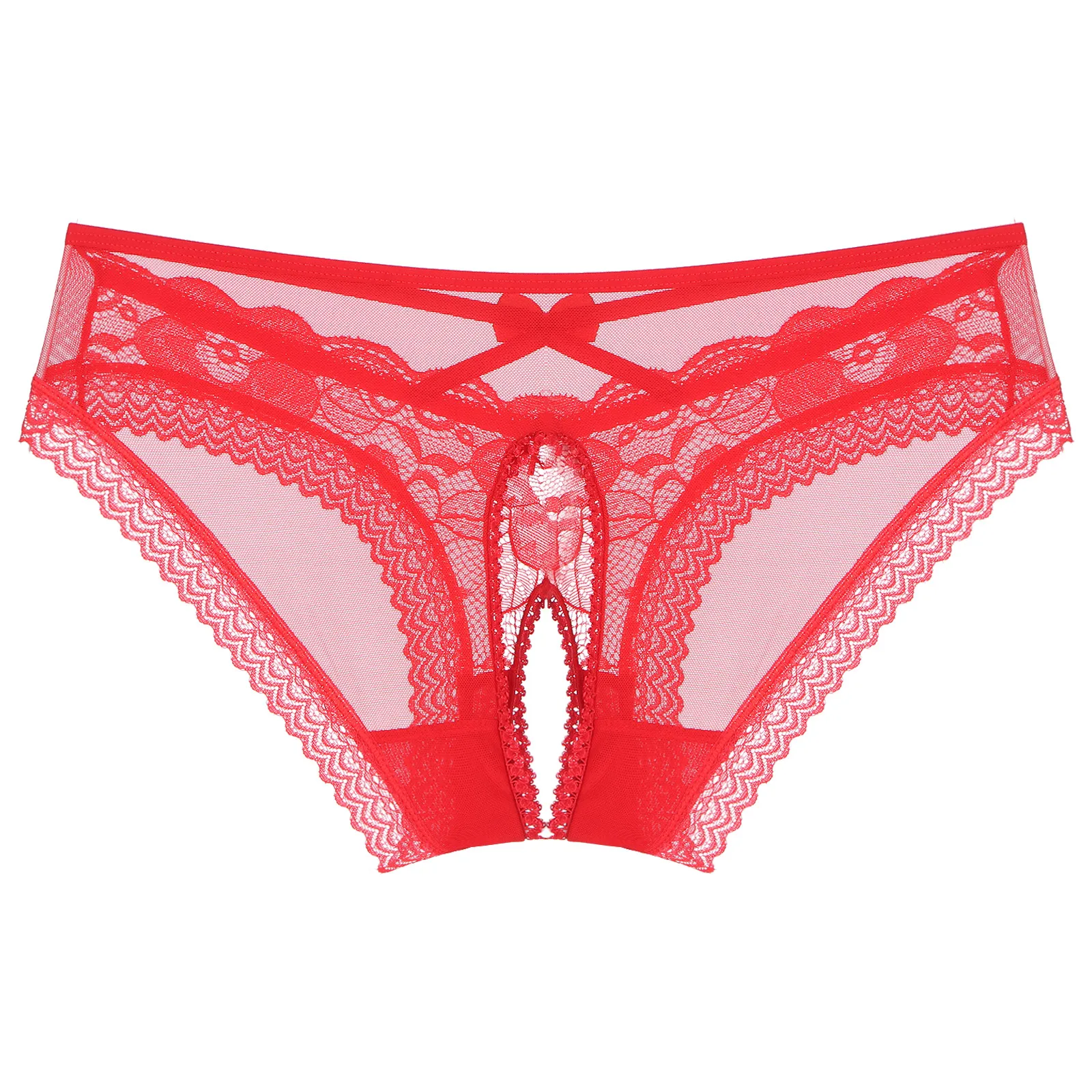 Mens Sissy Ruffled Lace Panties Sexy Underwear Lace Thong Enhance Pouch Bikini Briefs Low Rise Crotchless and Open But Jockstrap