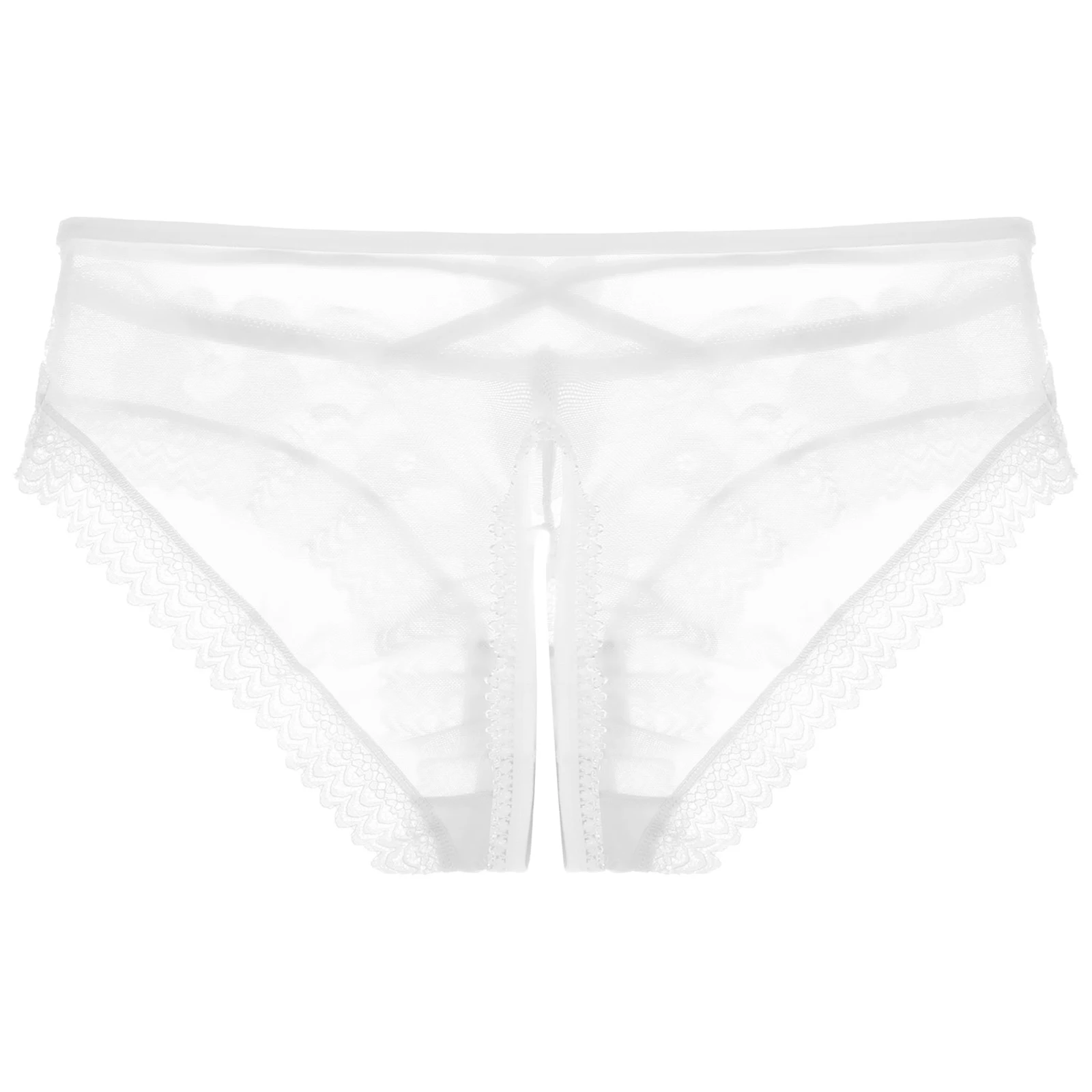 Mens Sissy Ruffled Lace Panties Sexy Underwear Lace Thong Enhance Pouch Bikini Briefs Low Rise Crotchless and Open But Jockstrap