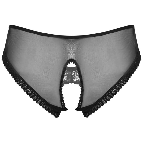 Mens Sissy Ruffled Lace Panties Sexy Underwear Lace Thong Enhance Pouch Bikini Briefs Low Rise Crotchless and Open But Jockstrap