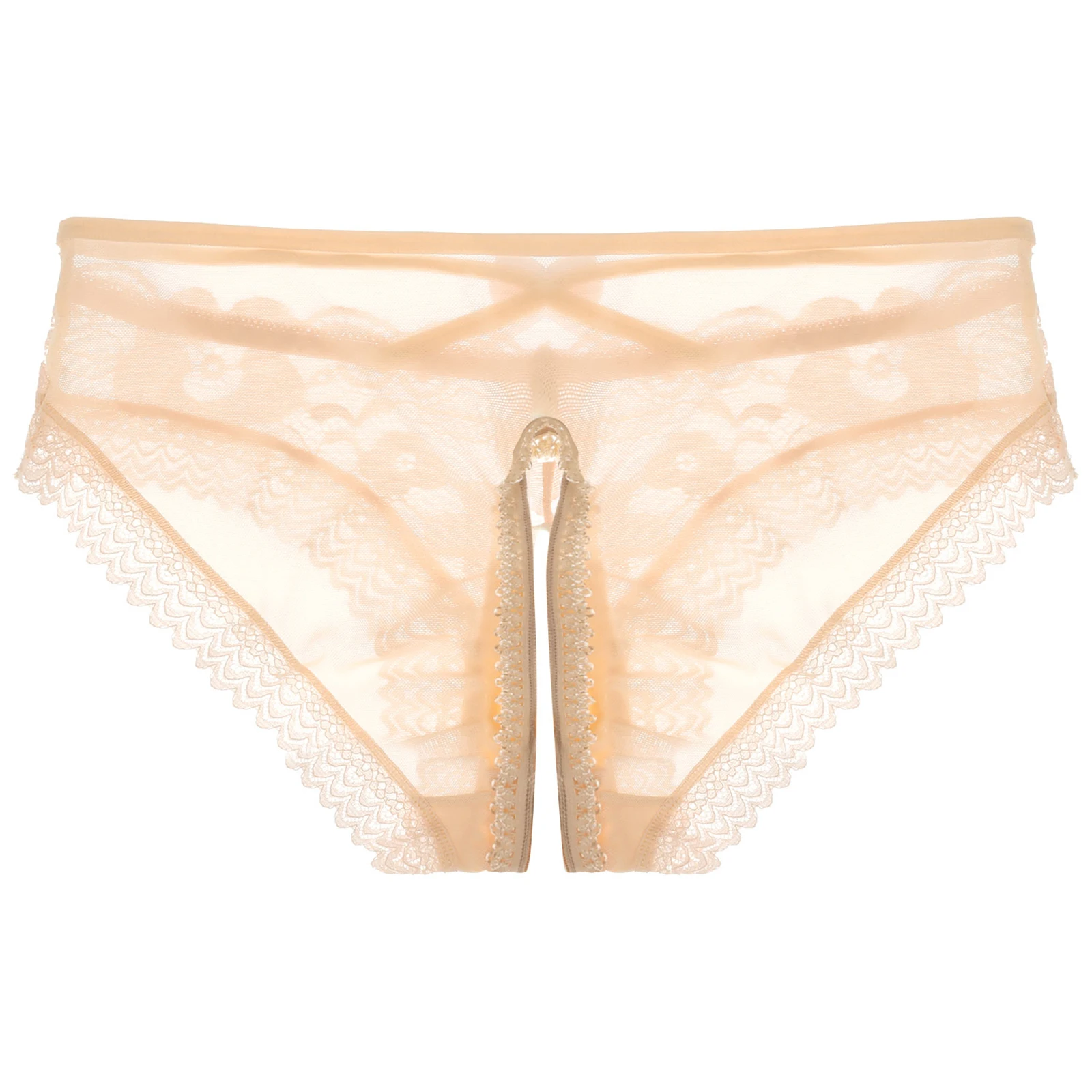 Mens Sissy Ruffled Lace Panties Sexy Underwear Lace Thong Enhance Pouch Bikini Briefs Low Rise Crotchless and Open But Jockstrap