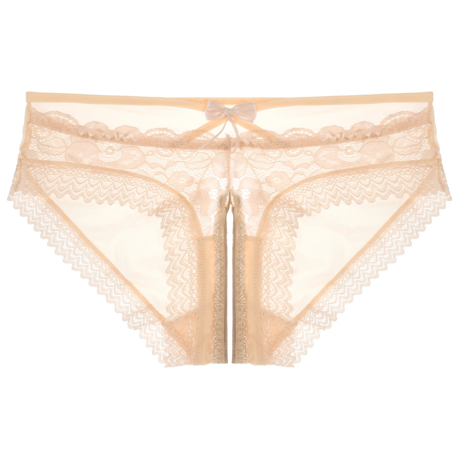 Mens Sissy Ruffled Lace Panties Sexy Underwear Lace Thong Enhance Pouch Bikini Briefs Low Rise Crotchless and Open But Jockstrap