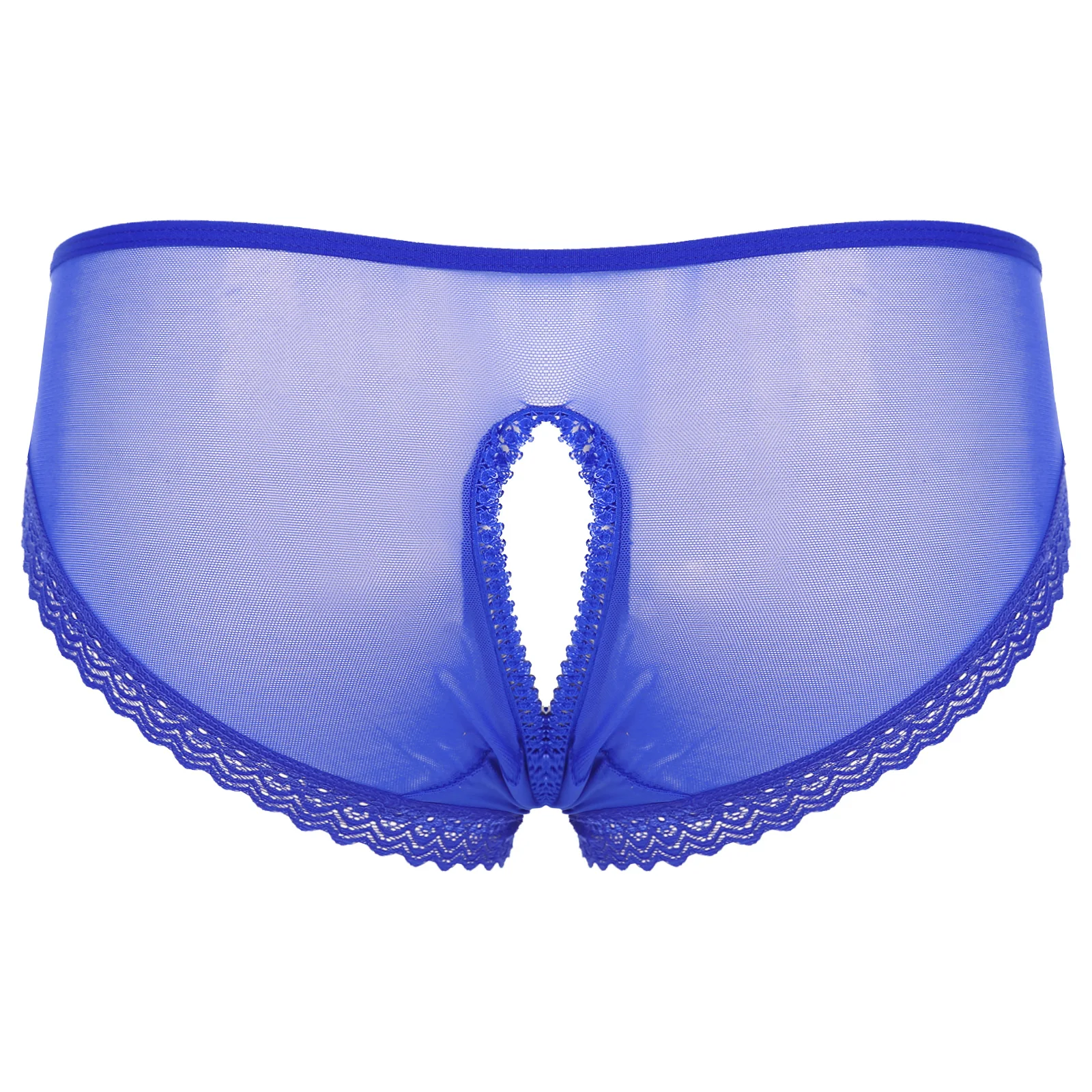 Mens Sissy Ruffled Lace Panties Sexy Underwear Lace Thong Enhance Pouch Bikini Briefs Low Rise Crotchless and Open But Jockstrap