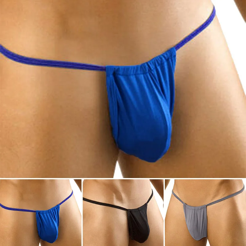 1pc Men Sexy Low-waist Bulge Pouch G-strings Ultra-thin Breathable T-back Underpants Mesh Hanging Strap Thongs Porno Underwear