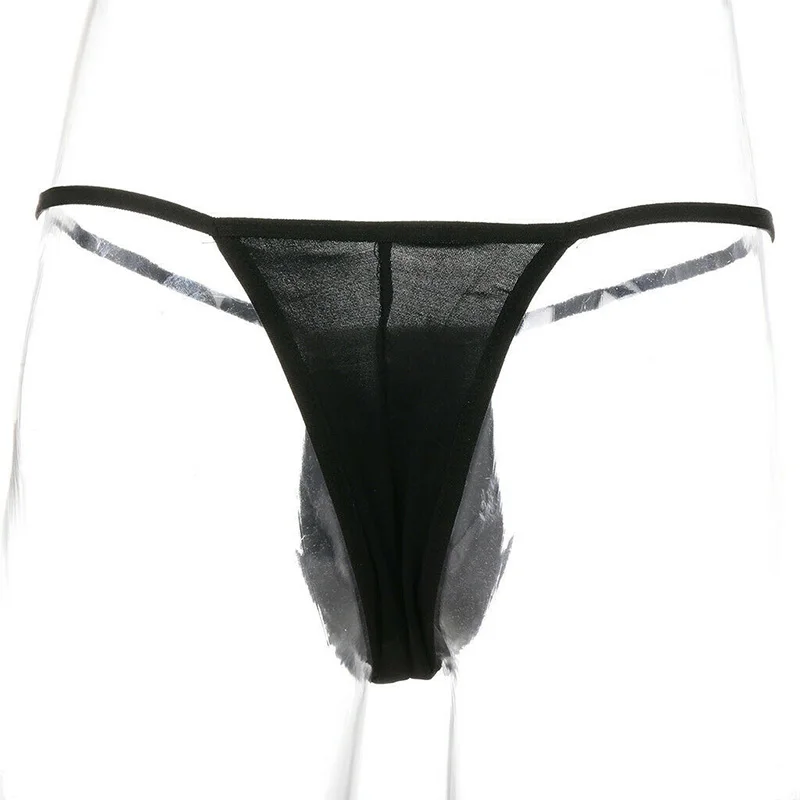 1pc Men Sexy Low-waist Bulge Pouch G-strings Ultra-thin Breathable T-back Underpants Mesh Hanging Strap Thongs Porno Underwear