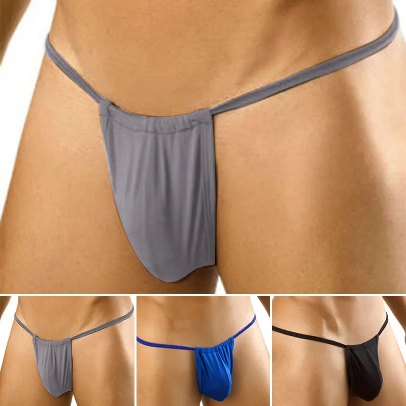 1pc Men Sexy Low-waist Bulge Pouch G-strings Ultra-thin Breathable T-back Underpants Mesh Hanging Strap Thongs Porno Underwear