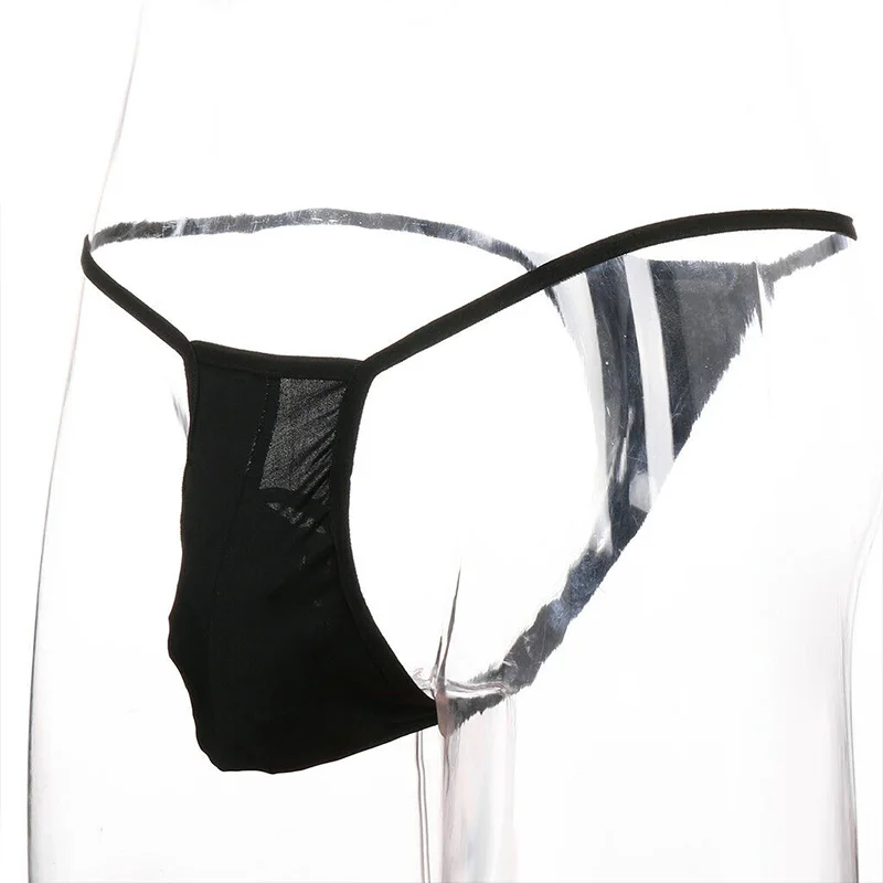 1pc Men Sexy Low-waist Bulge Pouch G-strings Ultra-thin Breathable T-back Underpants Mesh Hanging Strap Thongs Porno Underwear