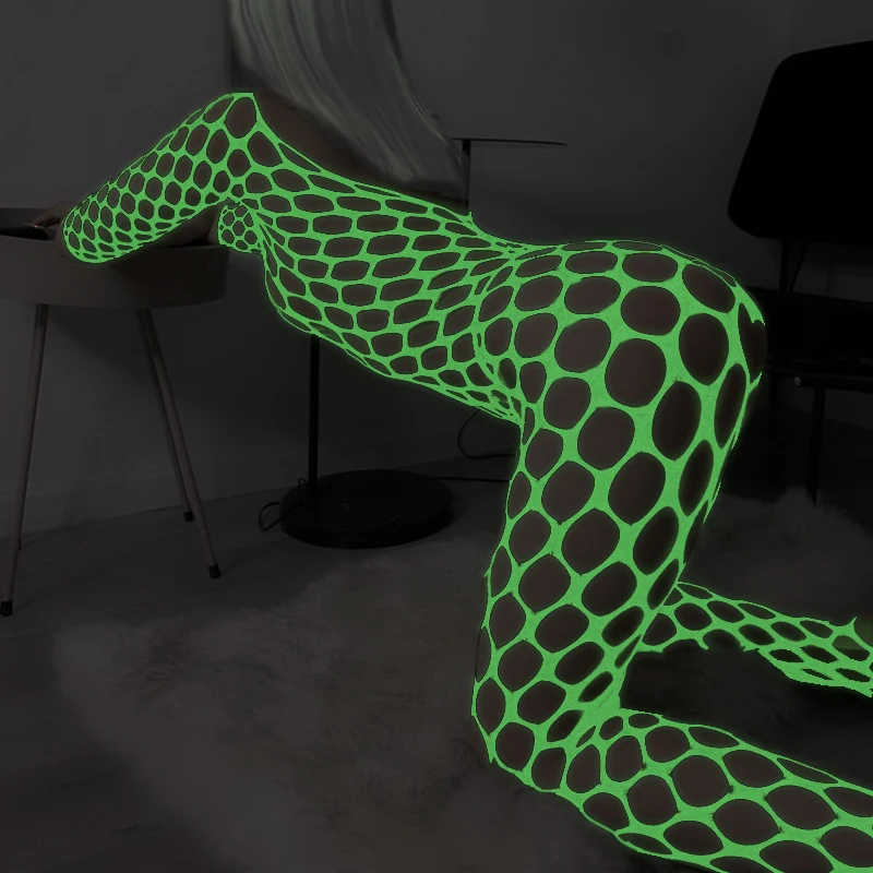 New Luminous Sexy Crotchless Lingerie Teddies Fishnet Bodysuit Women Erotic Outfit Stretch Mesh Hollow Underwear Bodystockings New Luminous Sexy Crotchless Lingerie Teddies Fishnet Bodysuit Women Erotic Outfit Stretch Mesh Hollow Underwear Bodystockings