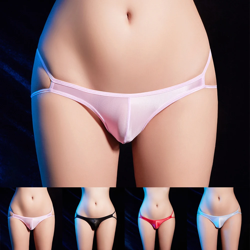 Open Butt G-string Men's Porn Lingerie Jockstrap Panties Sexy Breathable Briefs Oil Glossy Thong Butt Underwear For Gay Sissy