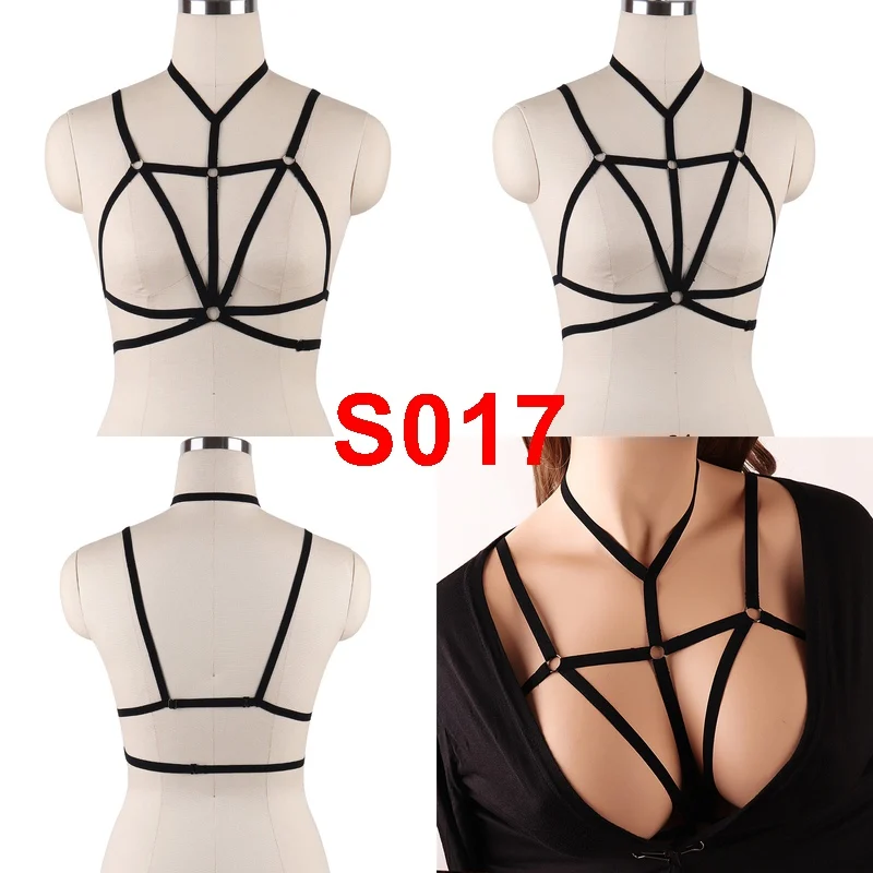 BONDAGE STRAPPY Body Harness Bra Pentagram Crop Top Lingerie Black Women Sexy Cage Belt Punk Elastic Dance Club Rave Bralette
