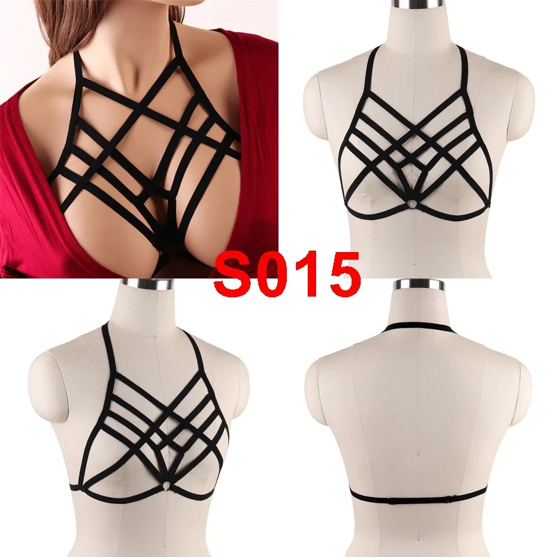 BONDAGE STRAPPY Body Harness Bra Pentagram Crop Top Lingerie Black Women Sexy Cage Belt Punk Elastic Dance Club Rave Bralette