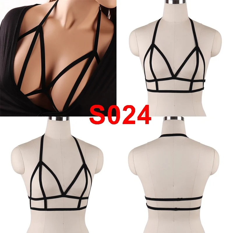 BONDAGE STRAPPY Body Harness Bra Pentagram Crop Top Lingerie Black Women Sexy Cage Belt Punk Elastic Dance Club Rave Bralette