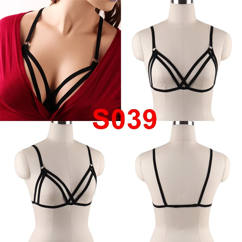 BONDAGE STRAPPY Body Harness Bra Pentagram Crop Top Lingerie Black Women Sexy Cage Belt Punk Elastic Dance Club Rave Bralette