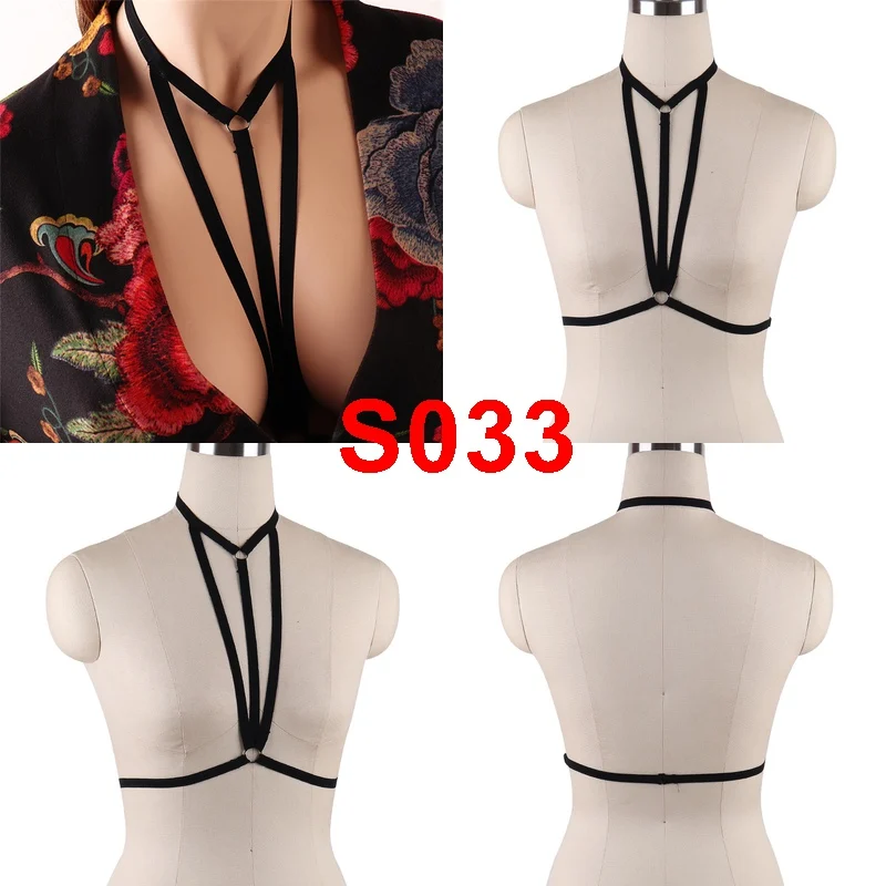 BONDAGE STRAPPY Body Harness Bra Pentagram Crop Top Lingerie Black Women Sexy Cage Belt Punk Elastic Dance Club Rave Bralette