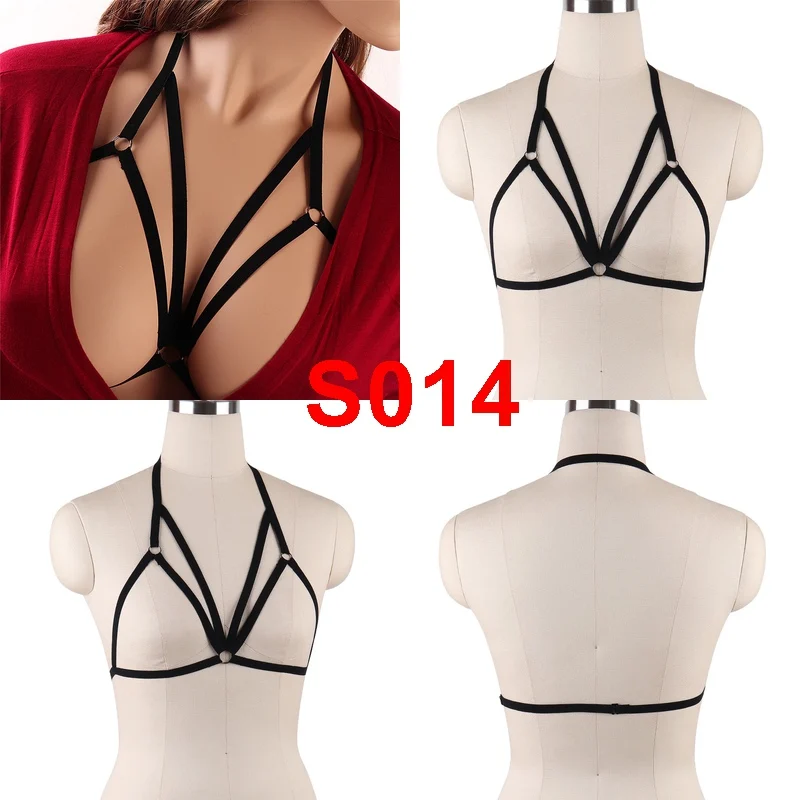 BONDAGE STRAPPY Body Harness Bra Pentagram Crop Top Lingerie Black Women Sexy Cage Belt Punk Elastic Dance Club Rave Bralette