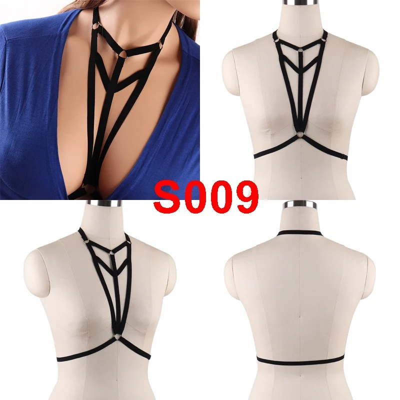 BONDAGE STRAPPY Body Harness Bra Pentagram Crop Top Lingerie Black Women Sexy Cage Belt Punk Elastic Dance Club Rave Bralette