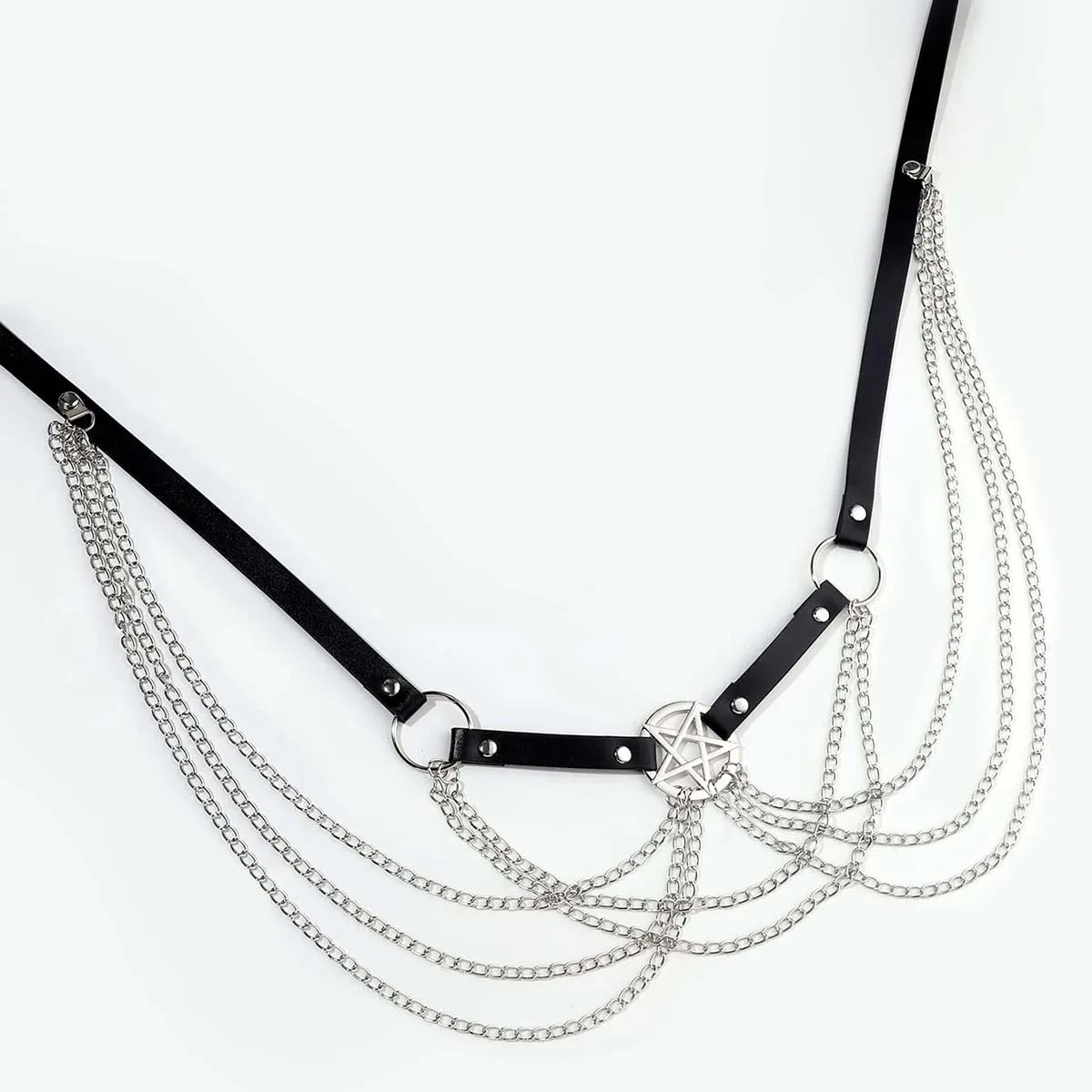 Layer Pentagram Waist Chain Belt Women Sexy Belly Chains Bikini Dress Goth Body Harness Chains Fetish Clothing Exotic Accessorie Layer Pentagram Waist Chain Belt Women Sexy Belly Chains Bikini Dress Goth Body Harness Chains Fetish Clothing Exotic Accessorie