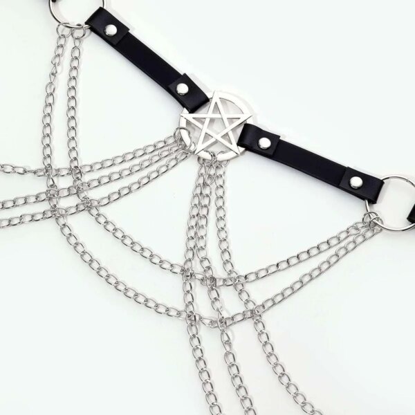 Layer Pentagram Waist Chain Belt Women Sexy Belly Chains Bikini Dress Goth Body Harness Chains Fetish Clothing Exotic Accessorie