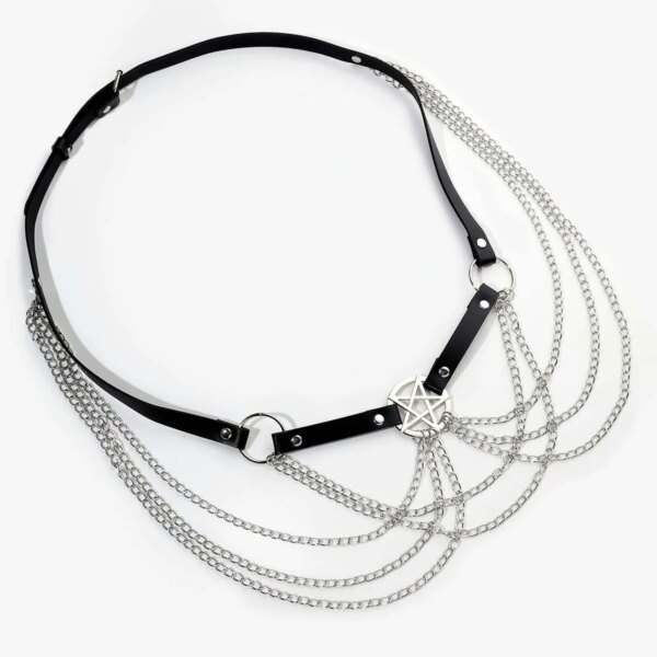 Layer Pentagram Waist Chain Belt Women Sexy Belly Chains Bikini Dress Goth Body Harness Chains Fetish Clothing Exotic Accessorie