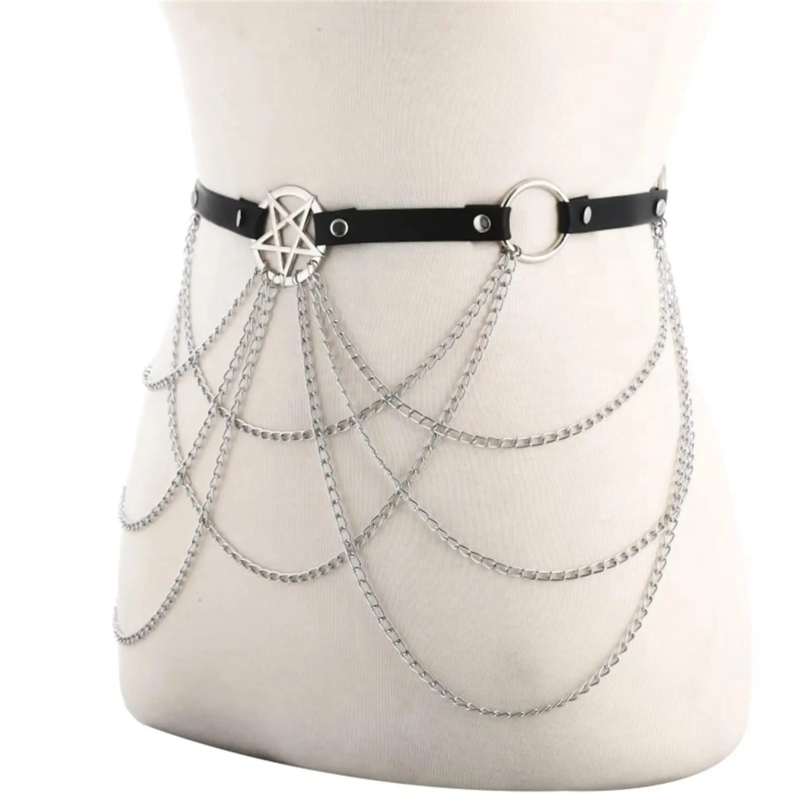 Layer Pentagram Waist Chain Belt Women Sexy Belly Chains Bikini Dress Goth Body Harness Chains Fetish Clothing Exotic Accessorie Layer Pentagram Waist Chain Belt Women Sexy Belly Chains Bikini Dress Goth Body Harness Chains Fetish Clothing Exotic Accessorie