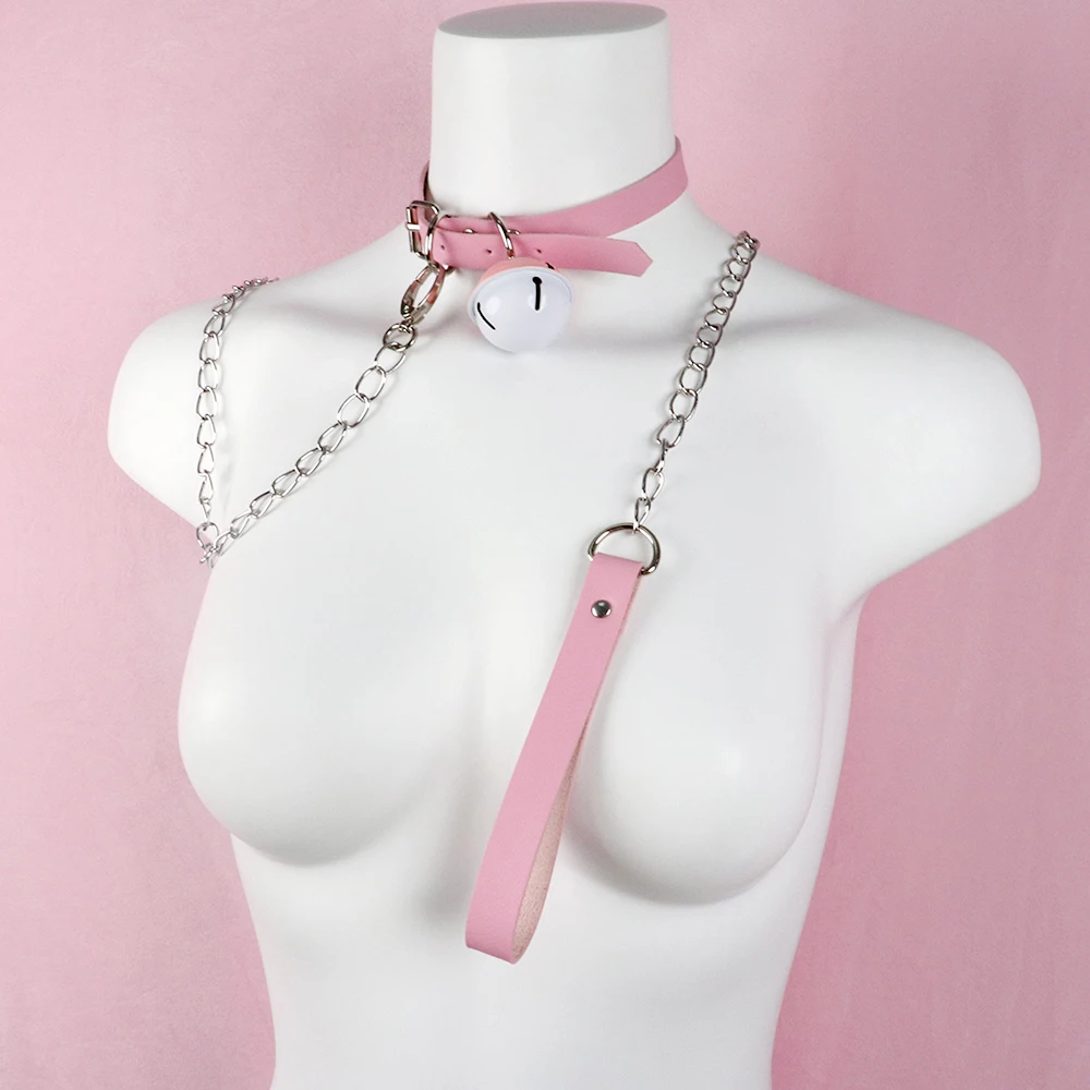 Slave Bed Bondage Pink Collar PU leather Neck Restraint with Chain Leash BDSM Erotic Sex Toys For Women Couples Adult Games Slave Bed Bondage Pink Collar PU leather Neck Restraint with Chain Leash BDSM Erotic Sex Toys For Women Couples Adult Games