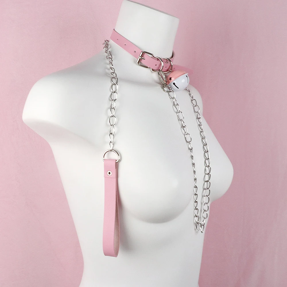Slave Bed Bondage Pink Collar PU leather Neck Restraint with Chain Leash BDSM Erotic Sex Toys For Women Couples Adult Games Slave Bed Bondage Pink Collar PU leather Neck Restraint with Chain Leash BDSM Erotic Sex Toys For Women Couples Adult Games