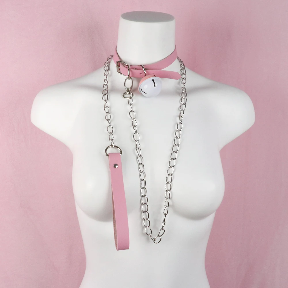 Slave Bed Bondage Pink Collar PU leather Neck Restraint with Chain Leash BDSM Erotic Sex Toys For Women Couples Adult Games Slave Bed Bondage Pink Collar PU leather Neck Restraint with Chain Leash BDSM Erotic Sex Toys For Women Couples Adult Games