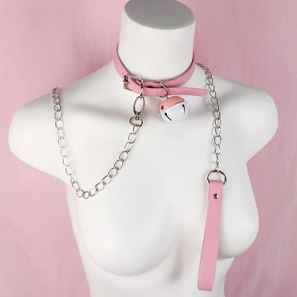 Slave Bed Bondage Pink Collar PU leather Neck Restraint with Chain Leash BDSM Erotic Sex Toys For Women Couples Adult Games Slave Bed Bondage Pink Collar PU leather Neck Restraint with Chain Leash BDSM Erotic Sex Toys For Women Couples Adult Games