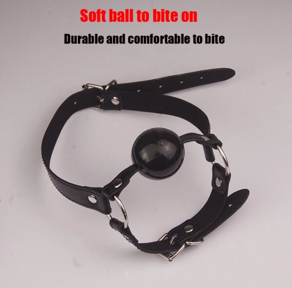 Leather Chin Harness Silicone Rubber Bondage Mouth Ball Gag,BDSM Restraints,Sex Toys For Couples Adult Games