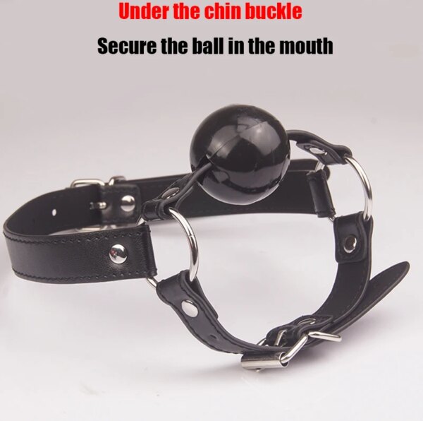 Leather Chin Harness Silicone Rubber Bondage Mouth Ball Gag,BDSM Restraints,Sex Toys For Couples Adult Games