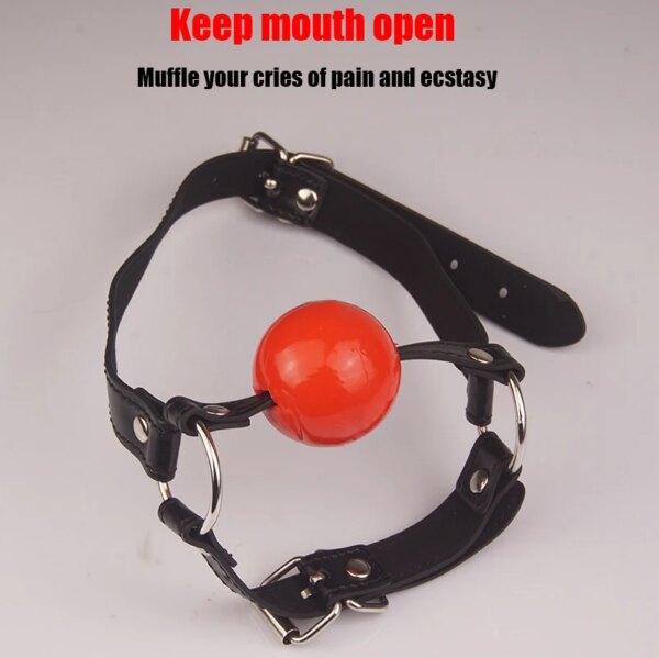 Leather Chin Harness Silicone Rubber Bondage Mouth Ball Gag,BDSM Restraints,Sex Toys For Couples Adult Games