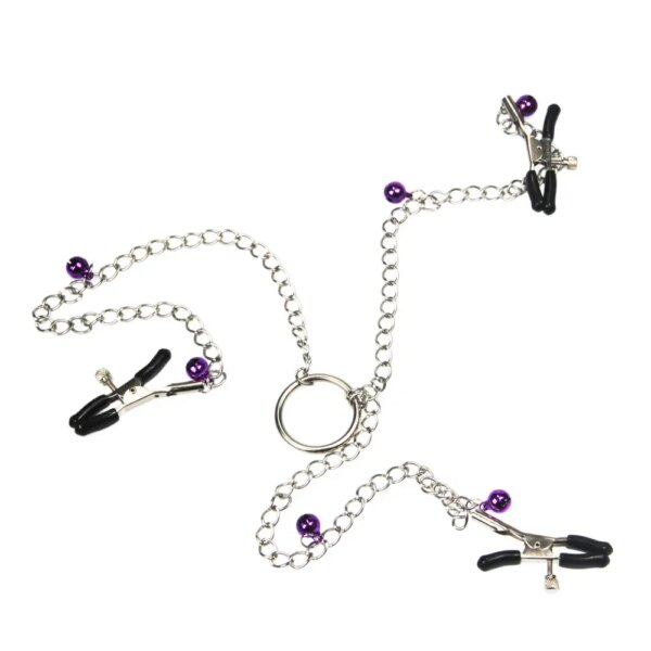 Novelty Adjustable Three-Headed Metal Nipple Clamps Clitoris Clip BDSM Bondage Restraints Adult Sex Toys For Couple