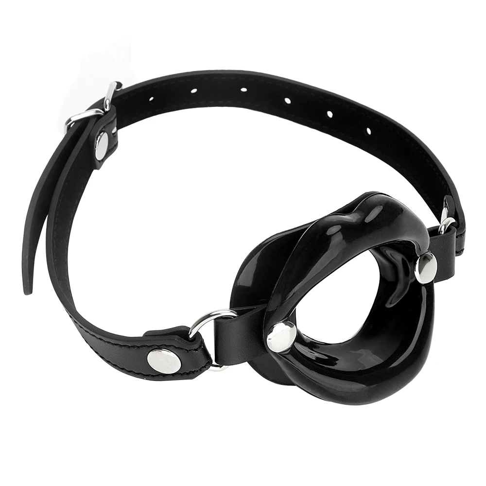 IKOKY Sex Toys for Couples SM Bondage Open Mouth Gag O Ring Oral Fixation Rubber Lips Adult Product Fetish Restraints Leather