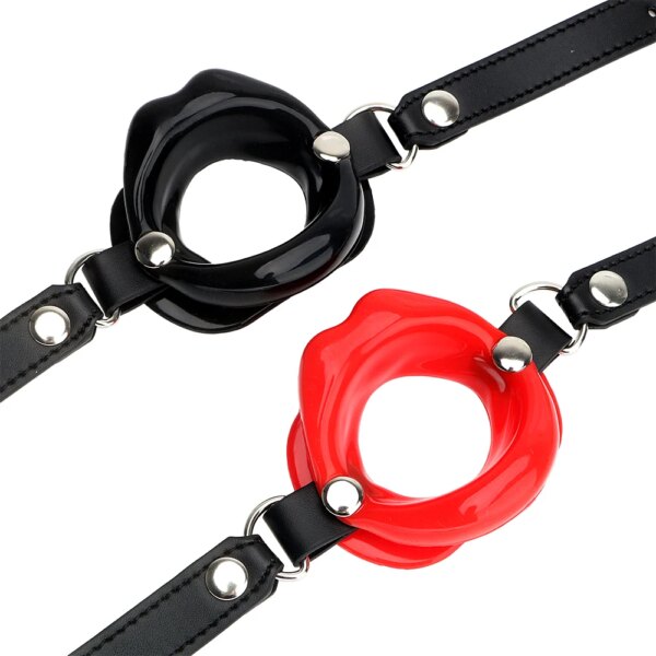 Sex Toys for Couples SM Bondage Open Mouth Gag O Ring Oral Fixation Rubber Lips Adult Product Fetish Restraints Leather