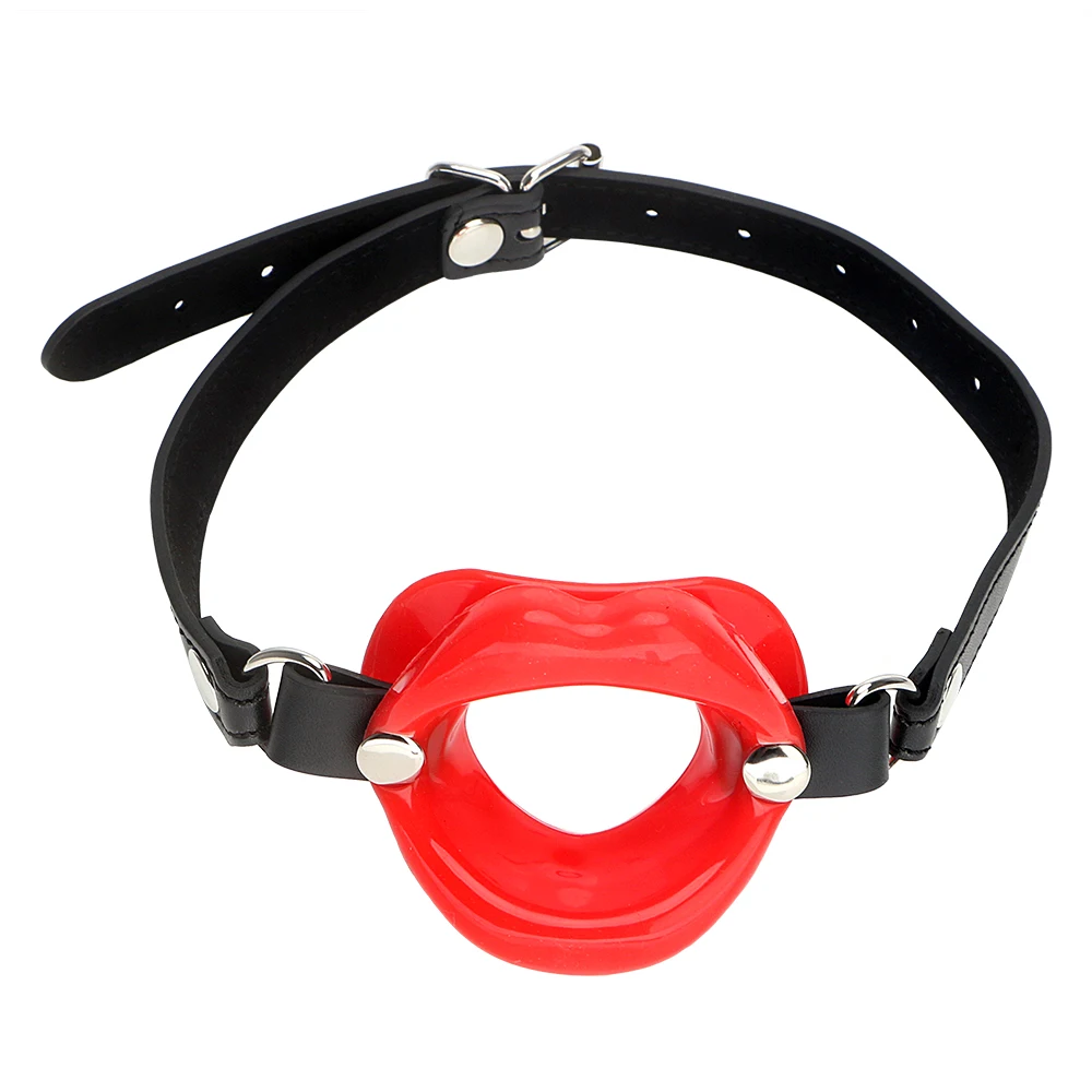IKOKY Sex Toys for Couples SM Bondage Open Mouth Gag O Ring Oral Fixation Rubber Lips Adult Product Fetish Restraints Leather